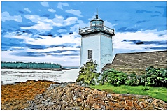 Grindle Point Light Under Stormy Skies- Digital Painting